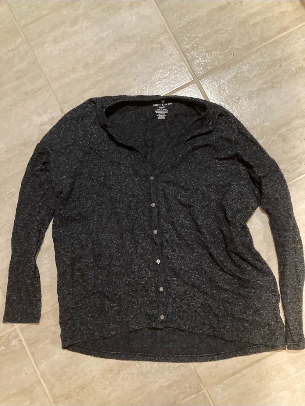 American Eagle Outfitters Dark Charcoal Button-Front Women's Cardigan